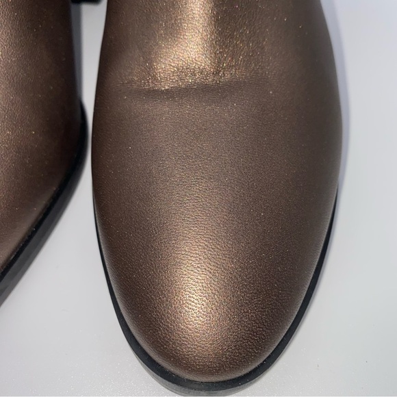 Comfort Sesto Meucci Bronze Metallic 7” Tall Ankle Boots Zip  2”Heel Like New - Picture 13 of 15